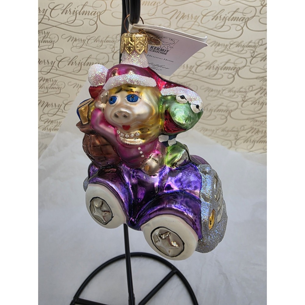 Christopher Radko 2000 Petite Heading Home Miss Piggy Kermit Muppets Ornament